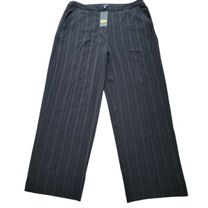 Jones New York Fashion Euro Stripe Black Wide-Leg Dress Pants 16 Women's NWT $79